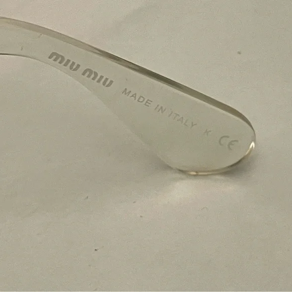 Miu Miu Cat Eye Swirl Sunglasses, clear and grey acetate, grey lens, 49mm, EUC - Picture 5 of 9